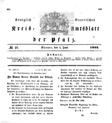 Königlich-bayerisches Kreis-Amtsblatt der Pfalz (Königlich bayerisches Amts- und Intelligenzblatt für die Pfalz) Montag 4. Juni 1855