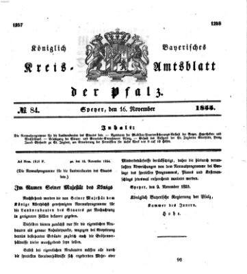 Königlich-bayerisches Kreis-Amtsblatt der Pfalz (Königlich bayerisches Amts- und Intelligenzblatt für die Pfalz) Freitag 16. November 1855