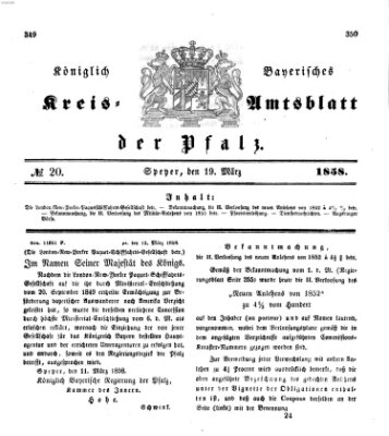 Königlich-bayerisches Kreis-Amtsblatt der Pfalz (Königlich bayerisches Amts- und Intelligenzblatt für die Pfalz) Freitag 19. März 1858