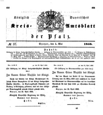Königlich-bayerisches Kreis-Amtsblatt der Pfalz (Königlich bayerisches Amts- und Intelligenzblatt für die Pfalz) Dienstag 4. Mai 1858