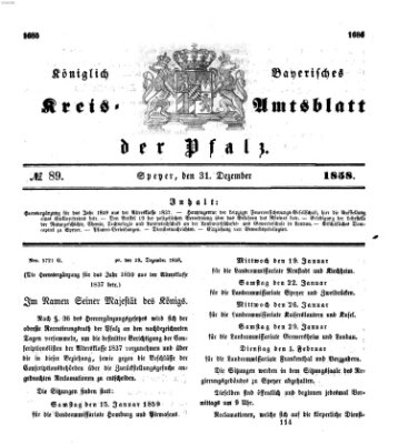 Königlich-bayerisches Kreis-Amtsblatt der Pfalz (Königlich bayerisches Amts- und Intelligenzblatt für die Pfalz) Freitag 31. Dezember 1858