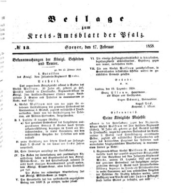 Königlich-bayerisches Kreis-Amtsblatt der Pfalz (Königlich bayerisches Amts- und Intelligenzblatt für die Pfalz) Mittwoch 17. Februar 1858