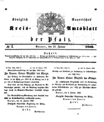 Königlich-bayerisches Kreis-Amtsblatt der Pfalz (Königlich bayerisches Amts- und Intelligenzblatt für die Pfalz) Montag 23. Januar 1860