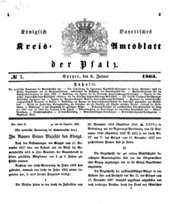 Königlich-bayerisches Kreis-Amtsblatt der Pfalz (Königlich bayerisches Amts- und Intelligenzblatt für die Pfalz) Dienstag 6. Januar 1863