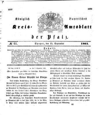 Königlich-bayerisches Kreis-Amtsblatt der Pfalz (Königlich bayerisches Amts- und Intelligenzblatt für die Pfalz) Donnerstag 15. September 1864