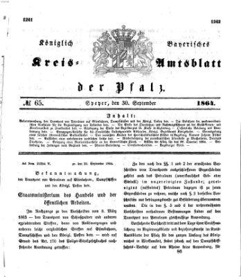 Königlich-bayerisches Kreis-Amtsblatt der Pfalz (Königlich bayerisches Amts- und Intelligenzblatt für die Pfalz) Freitag 30. September 1864
