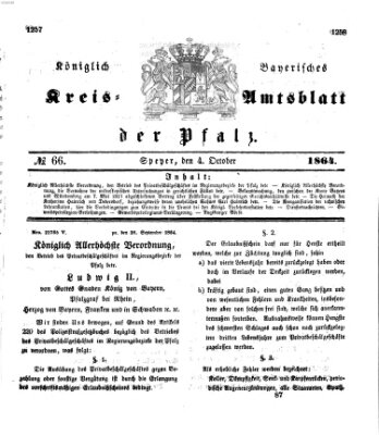 Königlich-bayerisches Kreis-Amtsblatt der Pfalz (Königlich bayerisches Amts- und Intelligenzblatt für die Pfalz) Dienstag 4. Oktober 1864