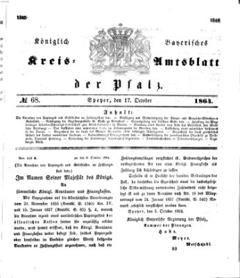 Königlich-bayerisches Kreis-Amtsblatt der Pfalz (Königlich bayerisches Amts- und Intelligenzblatt für die Pfalz) Montag 17. Oktober 1864
