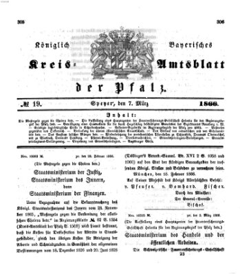 Königlich-bayerisches Kreis-Amtsblatt der Pfalz (Königlich bayerisches Amts- und Intelligenzblatt für die Pfalz) Mittwoch 7. März 1866