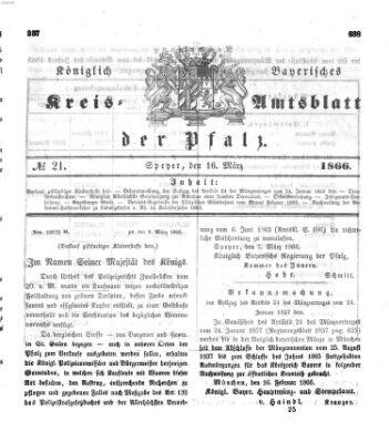 Königlich-bayerisches Kreis-Amtsblatt der Pfalz (Königlich bayerisches Amts- und Intelligenzblatt für die Pfalz) Freitag 16. März 1866