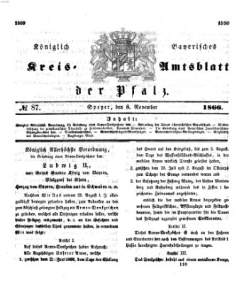 Königlich-bayerisches Kreis-Amtsblatt der Pfalz (Königlich bayerisches Amts- und Intelligenzblatt für die Pfalz) Donnerstag 8. November 1866