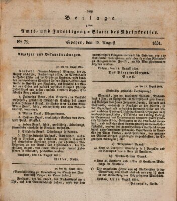 Amts- und Intelligenzblatt des Königlich Bayerischen Rheinkreises (Königlich bayerisches Amts- und Intelligenzblatt für die Pfalz) Donnerstag 18. August 1831