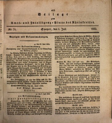 Amts- und Intelligenzblatt des Königlich Bayerischen Rheinkreises (Königlich bayerisches Amts- und Intelligenzblatt für die Pfalz) Freitag 6. Juli 1832