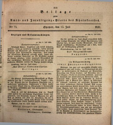 Amts- und Intelligenzblatt des Königlich Bayerischen Rheinkreises (Königlich bayerisches Amts- und Intelligenzblatt für die Pfalz) Sonntag 15. Juli 1832
