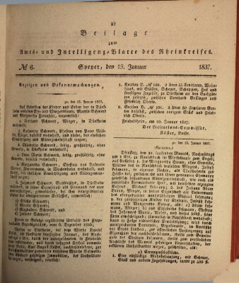 Amts- und Intelligenzblatt des Königlich Bayerischen Rheinkreises (Königlich bayerisches Amts- und Intelligenzblatt für die Pfalz) Donnerstag 19. Januar 1837