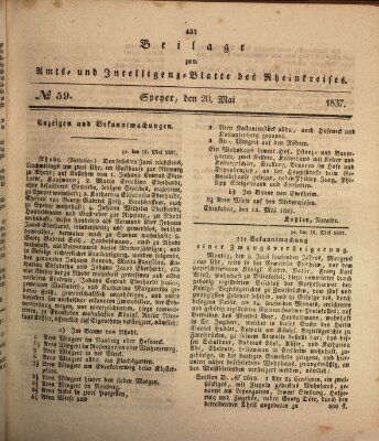 Amts- und Intelligenzblatt des Königlich Bayerischen Rheinkreises (Königlich bayerisches Amts- und Intelligenzblatt für die Pfalz) Samstag 20. Mai 1837