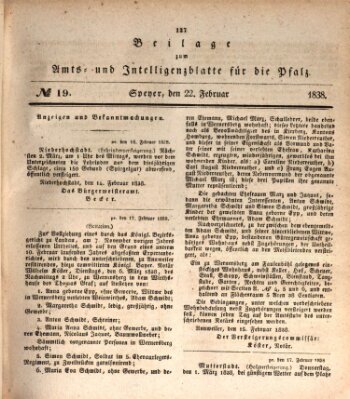 Königlich bayerisches Amts- und Intelligenzblatt für die Pfalz Donnerstag 22. Februar 1838