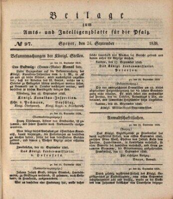 Königlich bayerisches Amts- und Intelligenzblatt für die Pfalz Montag 24. September 1838