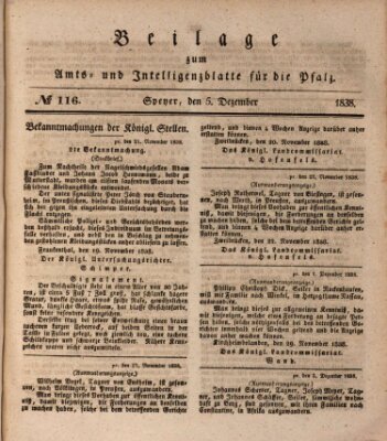Königlich bayerisches Amts- und Intelligenzblatt für die Pfalz Mittwoch 5. Dezember 1838