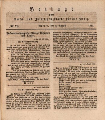 Königlich bayerisches Amts- und Intelligenzblatt für die Pfalz Donnerstag 8. August 1839