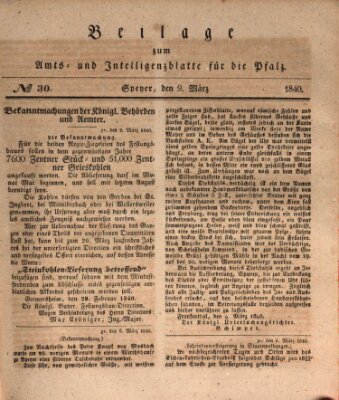 Königlich bayerisches Amts- und Intelligenzblatt für die Pfalz Montag 9. März 1840