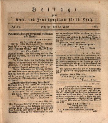 Königlich bayerisches Amts- und Intelligenzblatt für die Pfalz Freitag 13. März 1840
