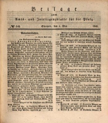 Königlich bayerisches Amts- und Intelligenzblatt für die Pfalz Montag 4. Mai 1840