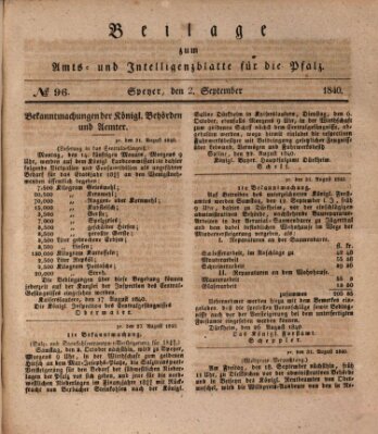 Königlich bayerisches Amts- und Intelligenzblatt für die Pfalz Mittwoch 2. September 1840