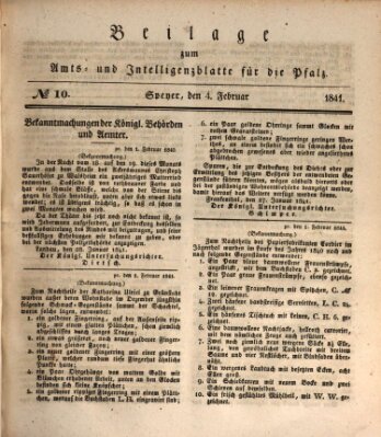Königlich bayerisches Amts- und Intelligenzblatt für die Pfalz Donnerstag 4. Februar 1841