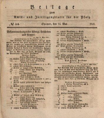 Königlich bayerisches Amts- und Intelligenzblatt für die Pfalz Freitag 14. Mai 1841