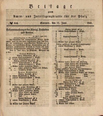 Königlich bayerisches Amts- und Intelligenzblatt für die Pfalz Freitag 11. Juni 1841