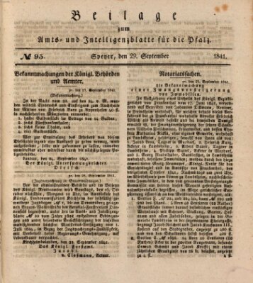 Königlich bayerisches Amts- und Intelligenzblatt für die Pfalz Mittwoch 29. September 1841