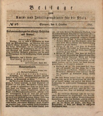 Königlich bayerisches Amts- und Intelligenzblatt für die Pfalz Samstag 9. Oktober 1841