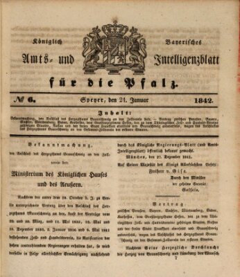 Königlich bayerisches Amts- und Intelligenzblatt für die Pfalz Freitag 21. Januar 1842