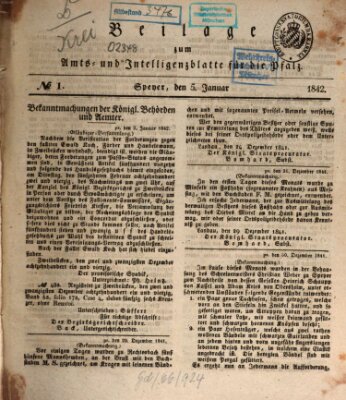 Königlich bayerisches Amts- und Intelligenzblatt für die Pfalz Mittwoch 5. Januar 1842