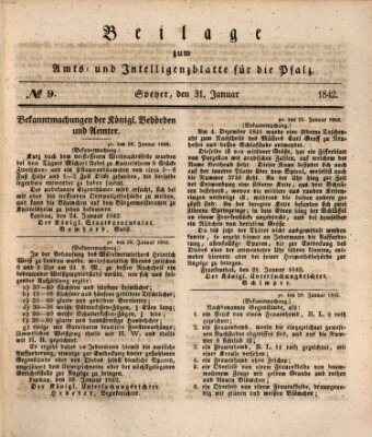 Königlich bayerisches Amts- und Intelligenzblatt für die Pfalz Montag 31. Januar 1842