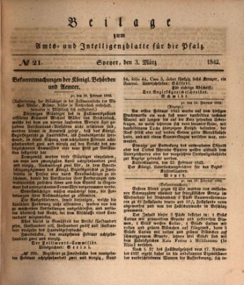 Königlich bayerisches Amts- und Intelligenzblatt für die Pfalz Donnerstag 3. März 1842