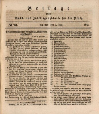 Königlich bayerisches Amts- und Intelligenzblatt für die Pfalz Samstag 9. Juli 1842