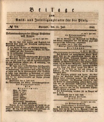 Königlich bayerisches Amts- und Intelligenzblatt für die Pfalz Mittwoch 13. Juli 1842