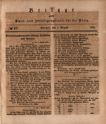 Königlich bayerisches Amts- und Intelligenzblatt für die Pfalz Samstag 6. August 1842