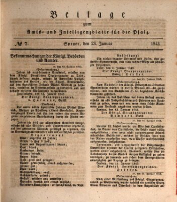 Königlich bayerisches Amts- und Intelligenzblatt für die Pfalz Montag 23. Januar 1843