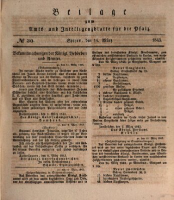 Königlich bayerisches Amts- und Intelligenzblatt für die Pfalz Dienstag 14. März 1843