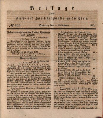 Königlich bayerisches Amts- und Intelligenzblatt für die Pfalz Samstag 4. November 1843
