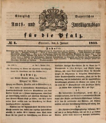 Königlich bayerisches Amts- und Intelligenzblatt für die Pfalz Mittwoch 3. Januar 1844