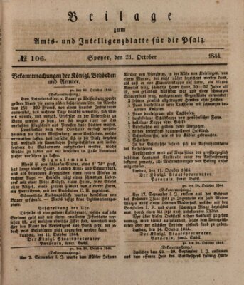 Königlich bayerisches Amts- und Intelligenzblatt für die Pfalz Montag 21. Oktober 1844