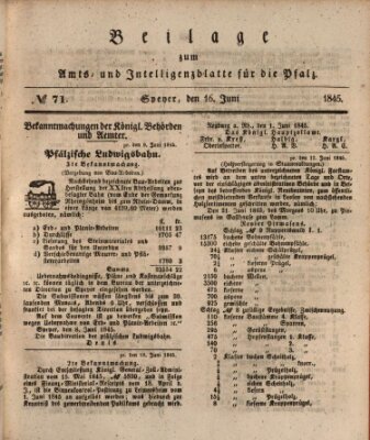Königlich bayerisches Amts- und Intelligenzblatt für die Pfalz Montag 16. Juni 1845
