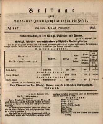 Königlich bayerisches Amts- und Intelligenzblatt für die Pfalz Dienstag 23. September 1845