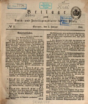 Königlich bayerisches Amts- und Intelligenzblatt für die Pfalz Freitag 2. Januar 1846