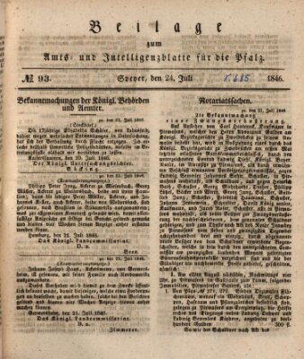 Königlich bayerisches Amts- und Intelligenzblatt für die Pfalz Freitag 24. Juli 1846