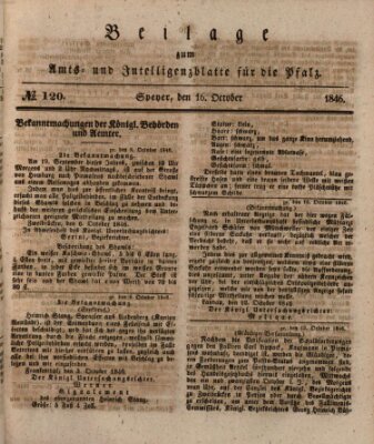 Königlich bayerisches Amts- und Intelligenzblatt für die Pfalz Freitag 16. Oktober 1846
